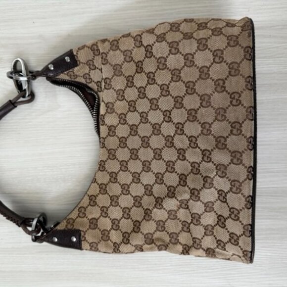 Gucci Purse Hobo Brown Monogram and Canvas Leather - Picture 4 of 6